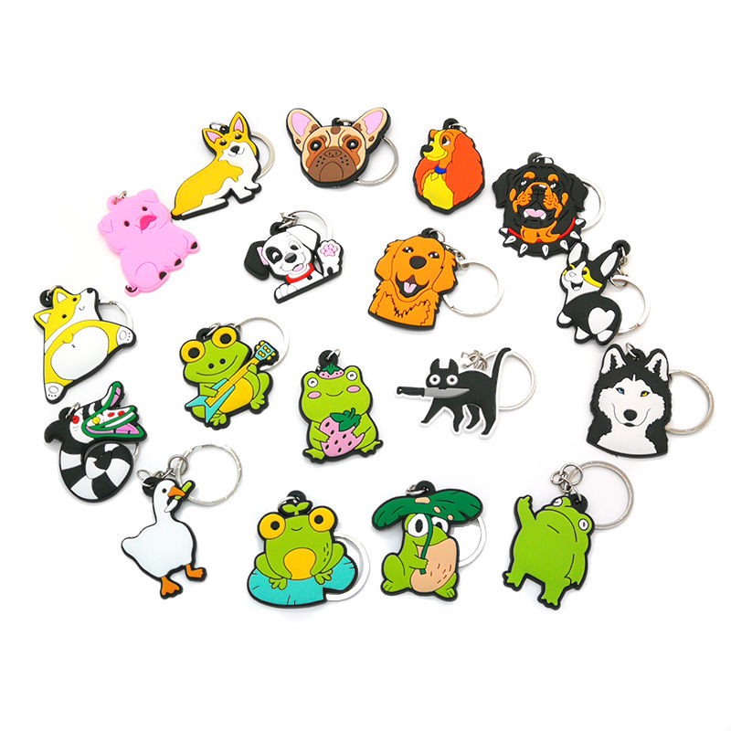 cross-border new arrival cartoon anime pvc flexible glue keychain pendant cute instagram bag ornament puppy key accessories