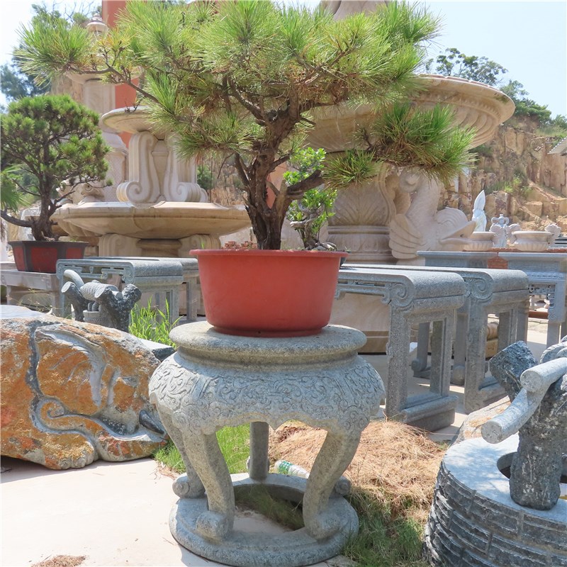 惠安石雕花架现货青石盆景台花几寺庙祠堂别墅庭院石材花架摆件