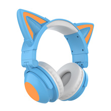 新款猫耳朵发光头戴式蓝牙耳机 网红直播LED灯无线插卡蓝牙耳机