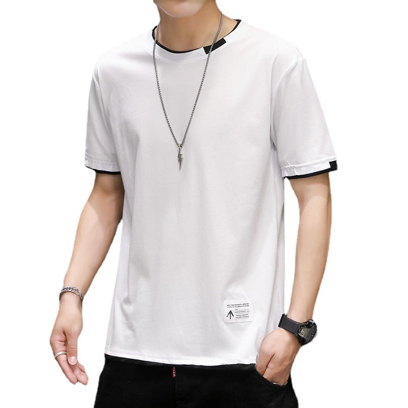 Summer 2022 Men's Short-Sleeved T-shirt New round Neck Korean Style Casual Bottoming Shirt Trendy Youth Loose Top Wear