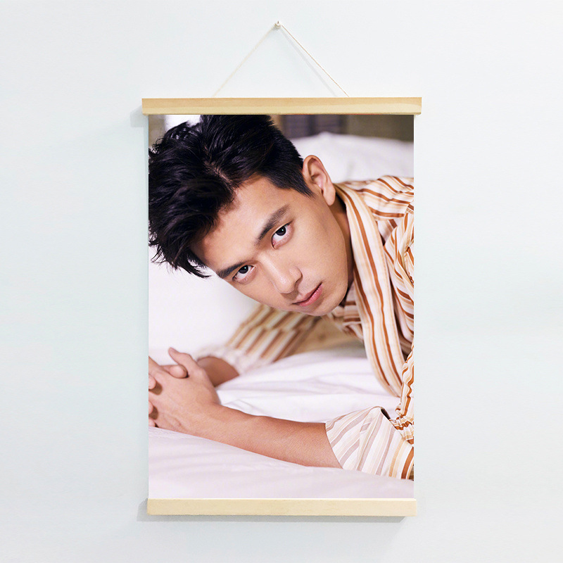 实木布艺挂轴儿童挂画写真海报结婚海报木质挂轴高清手机照片定字