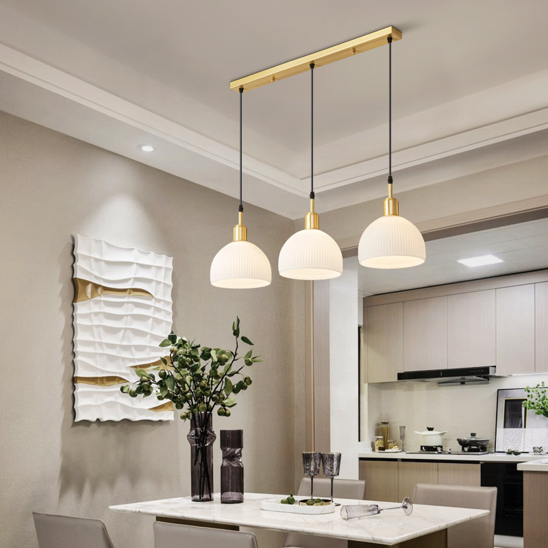 玄关吸顶灯吊线灯过道创意全铜玻璃走廊灯条纹新款北欧入户门厅