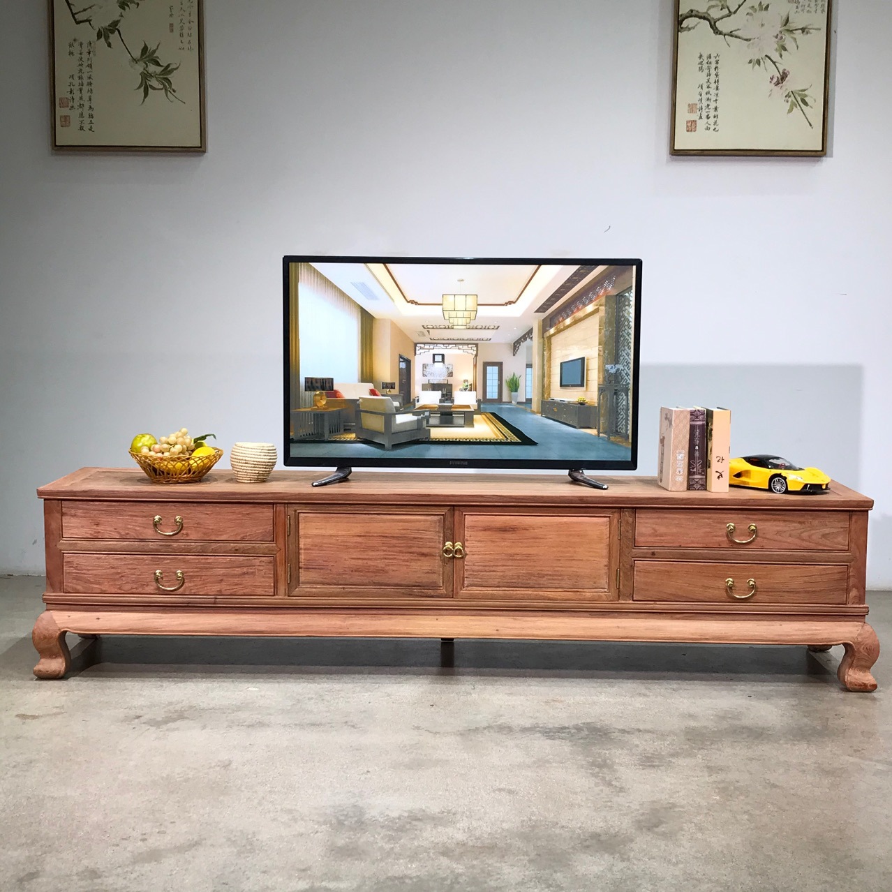 0成交0个红木新中式电视柜实木缅甸花梨地柜大果紫檀条