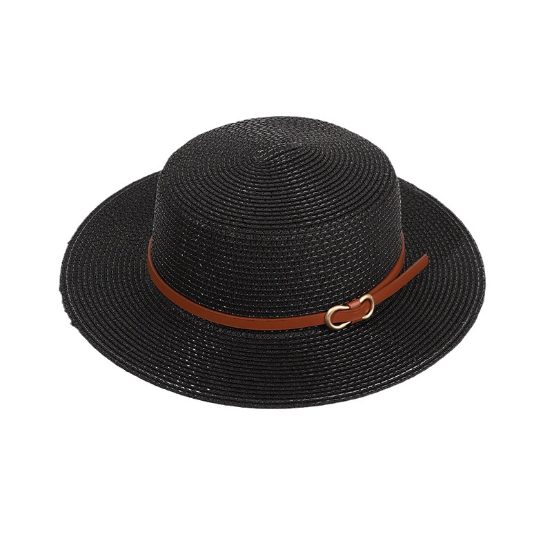 Summer New Outdoor Flat Straw Hat European and American British Straw Sun Hat Men and Women Fashion Casual Beach Sun