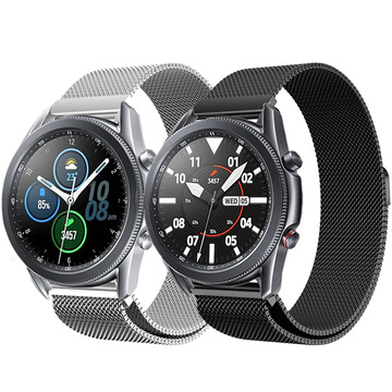 18/20/22mm米兰尼斯表带适用华为三星手表不锈钢磁吸平头金属表带