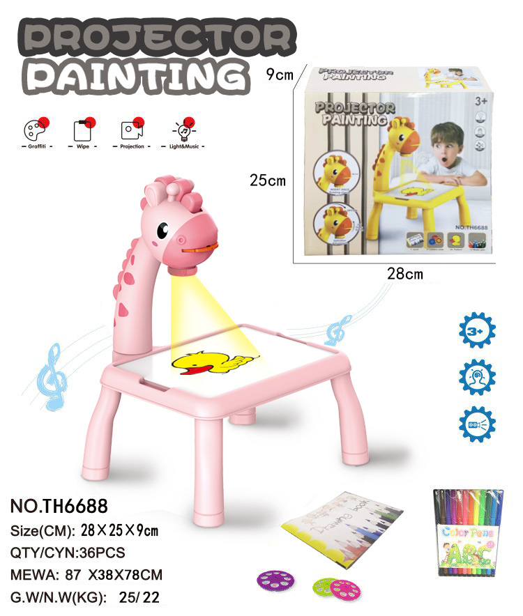 Cross-Border Children Smart Projection Painting Machine Enlightening Early Education Drawing Board Table Light Music Writing Board Graffiti Whiteboard