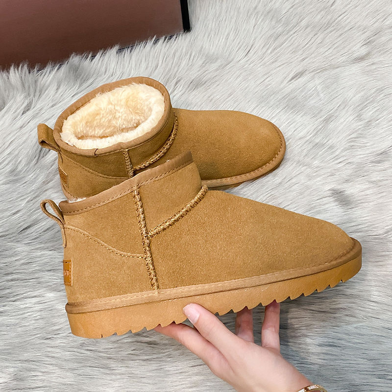 Winter New Fleece-lined Thick Snow Boots Women's Fashion All-Matching Fluffy Shoes Outer Wear Thick Bottom and Warm Keeping Snow Cotton Boots Women