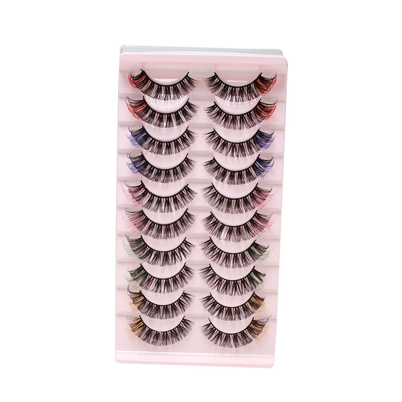 Dingsen Color Eyelashes Cross-Border Stable Supply 10 Pairs Dd Volume False Eyelashes Suit Natural Thick Eyelash