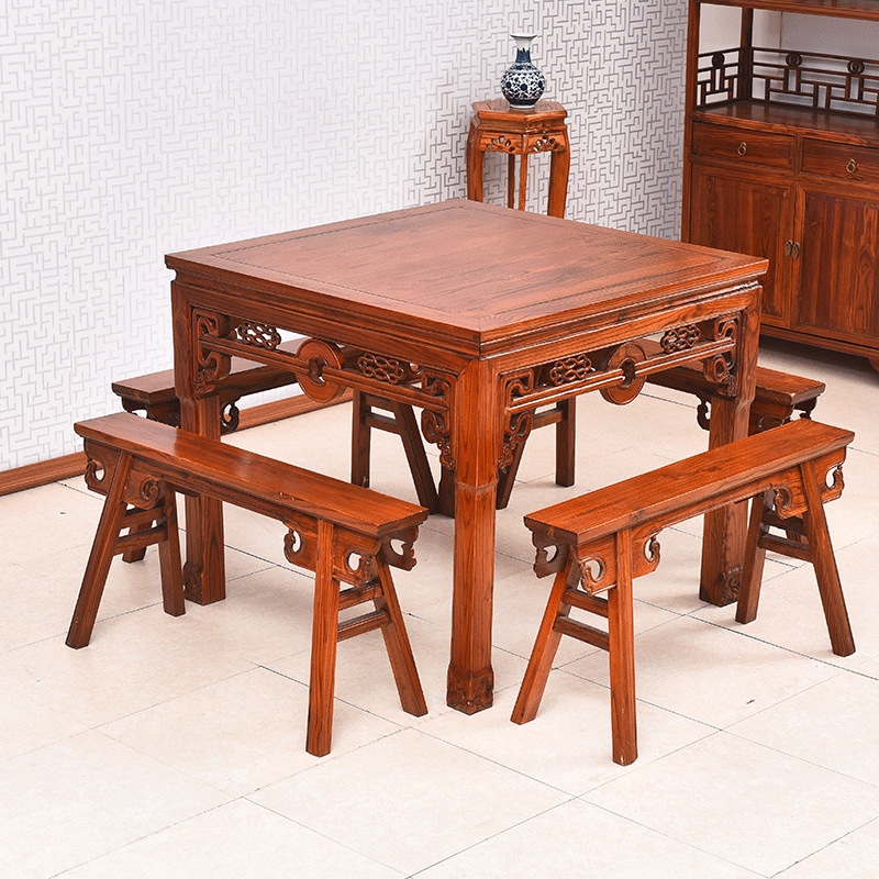 中式全实木八仙桌小方桌餐桌椅组合明清仿古家具酒店饭店家用餐桌