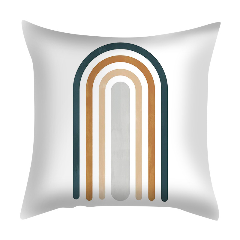 [Clothes] Nordic Abstract Pillow Cover Simple Geometric Morandi Peach Skin Fabric Home Sofa Cushion Cushion Cover