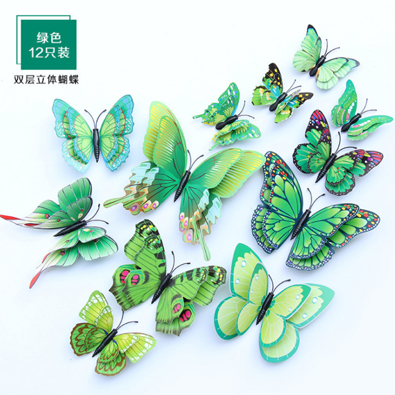 Foreign Trade 3D Simulation Plastic Butterfly Wall Sticker Living Room Wall Decoration Bedroom Room Stickers Creative Fridge Magnet