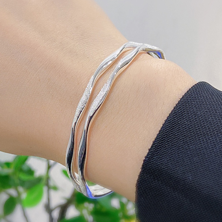 0成交12个纯银9999吊大小象推拉女手镯波浪民族风个性饰品送女友闺蜜