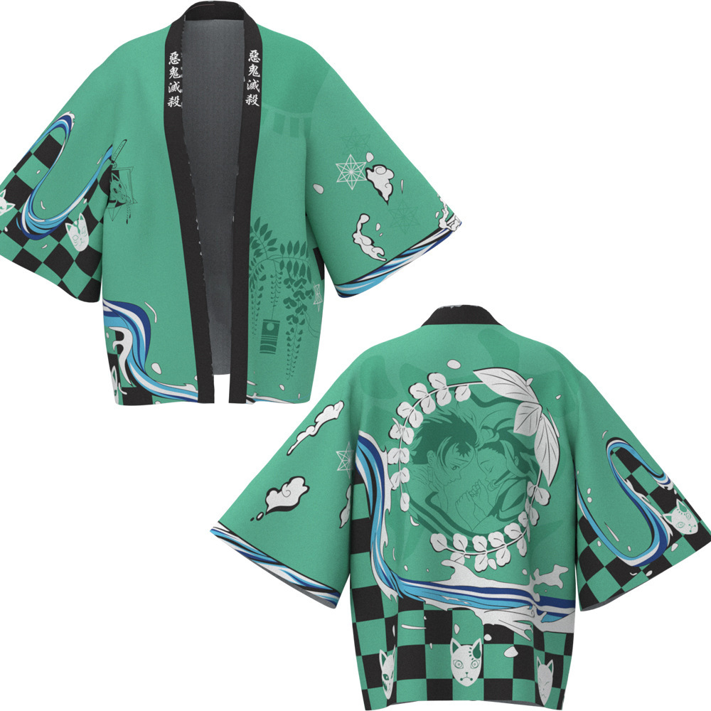 现货鬼灭之刃demon slayer羽织动漫同款印花和服披风成人儿童款