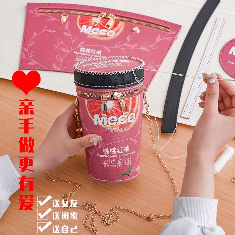 Milky Tea Cup Women's Bag Personalized Messenger Bag Funny Quirky Drinks round Bag Trendy Material Bag Handmade Bag Homemade Trendy