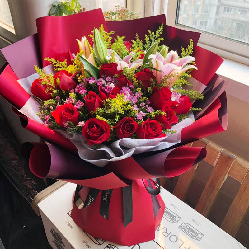 花束生日送真花全国送花速递同城店红玫瑰礼盒