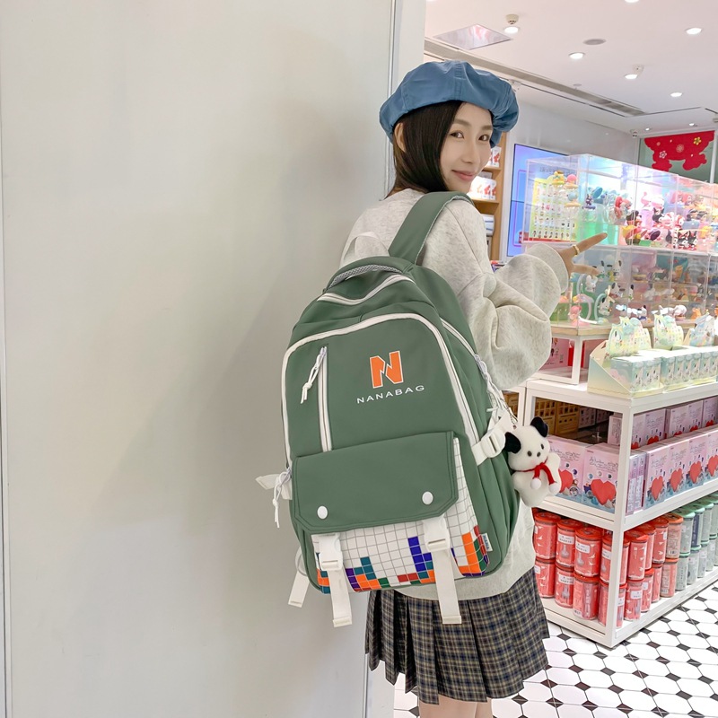 Mori Fashion Casual Girl Backpack 2023 New Korean Style Nylon Solid Color Backpack Middle School Student Schoolbag Wholesale