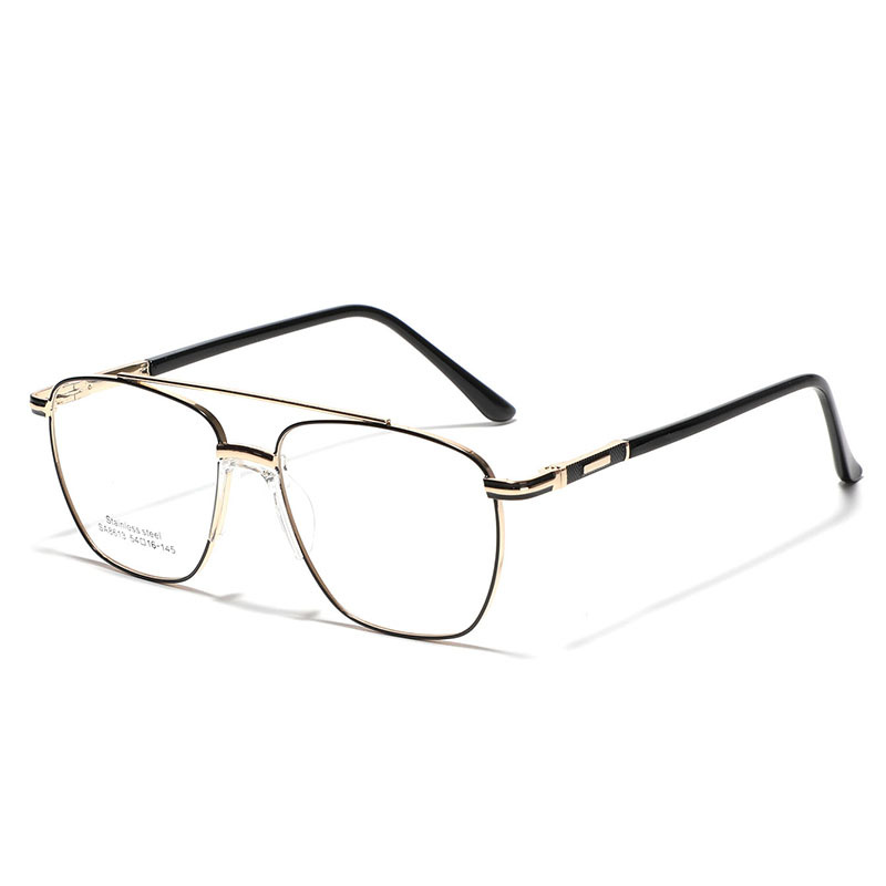 迅格眼镜双梁大框方形平光镜男跨境马鞍鼻托金属近视镜框素颜镜女