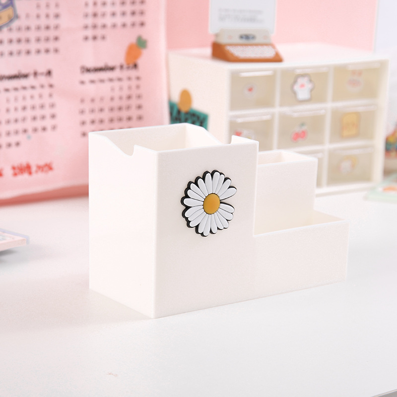 Multifunctional Cute Cartoon Pen Holder Nordic Style Fashion Storage Box Student Dormitory Office Desktop Stationery Finishing Box