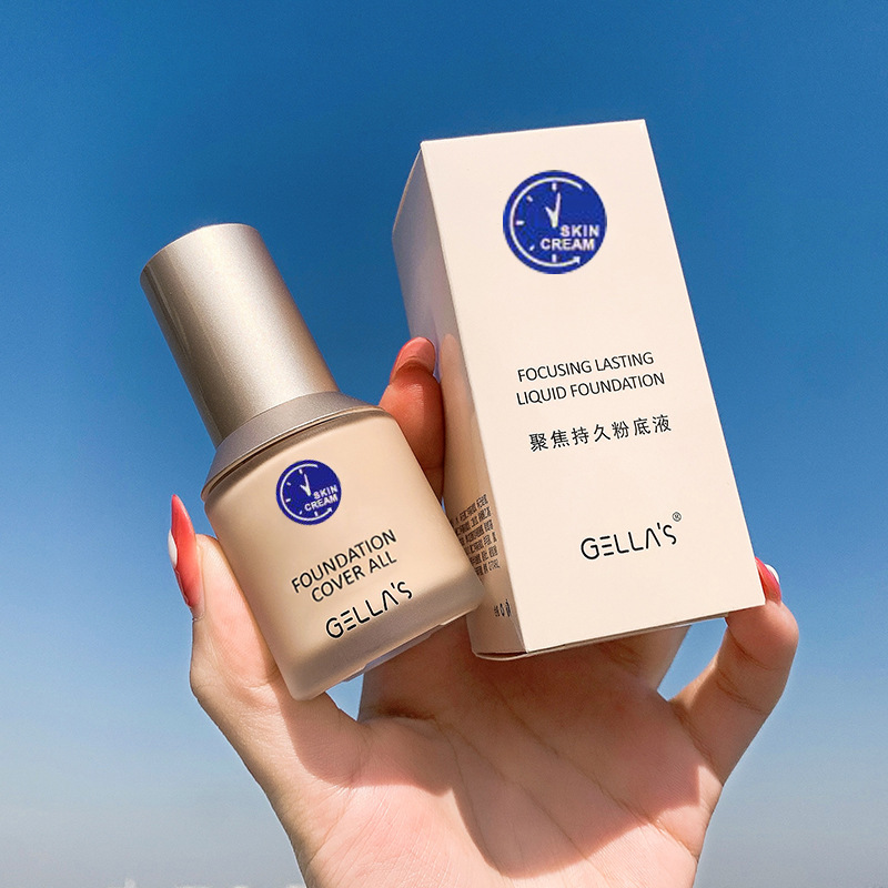 Gella's聚焦粉底液轻薄服帖奶油肌圆瓶易上色滋润粉底液一件代发