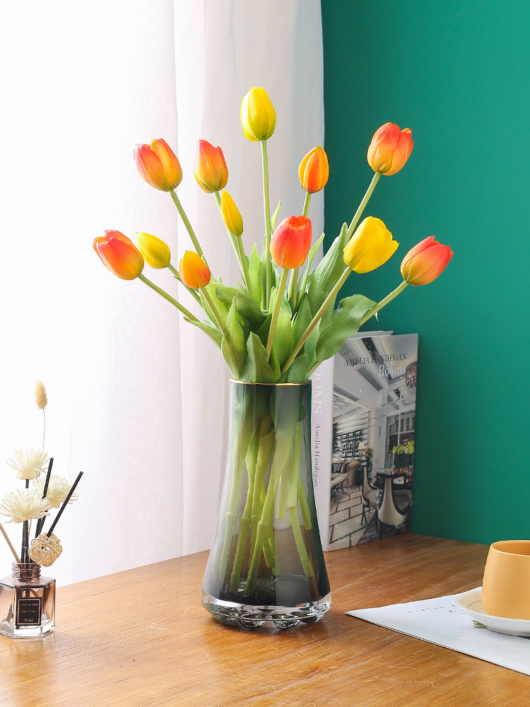 郁金香花花瓶摆设摆件客厅插花假花室内装饰花束餐桌