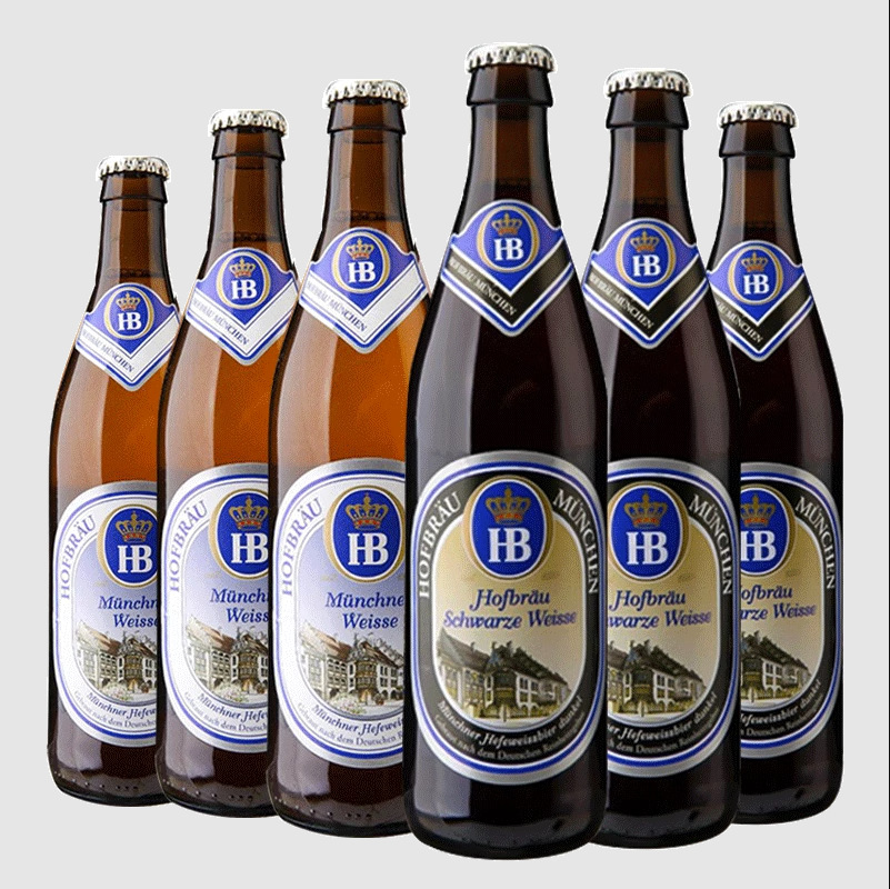 整箱HB啤酒德国原装进口慕尼黑皇家小麦白啤酒黑啤酒500ml*20瓶