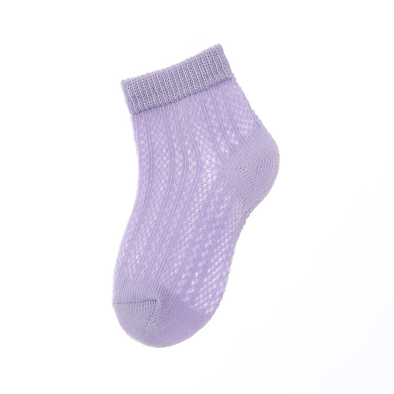 Kid's Socks Spring and Summer Thin Mesh Hole Socks Thin Socks Solid Color Baby Anti-Mosquito Socks Breathable Sweat Absorbing Baby Socks