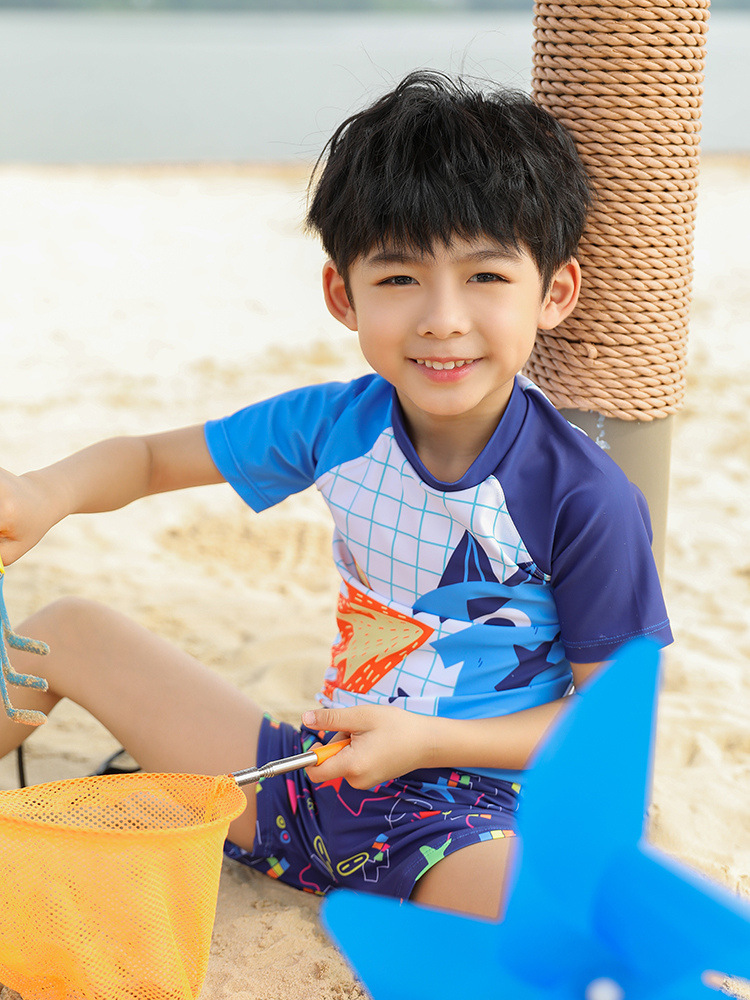 小中男童分体泳衣卡通萌宝宝男孩夏季海边游乐园戏水日韩跨境泳装