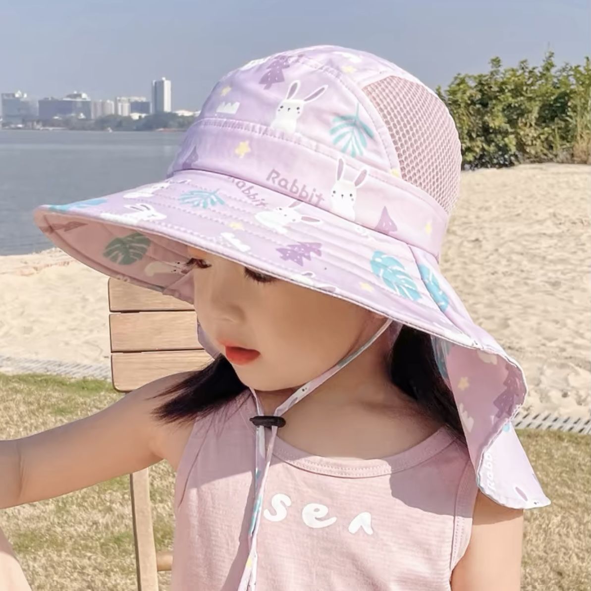 儿童防晒帽子夏大檐新款防紫外线薄太阳帽男女童大童遮阳帽3到6岁