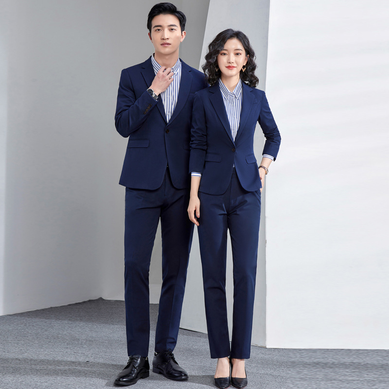 时尚男女同款男西装职业套装女办公室西服定制房地产保险销售正装