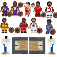 跨境批发MOC篮球套装积木篮球架篮球场底板小颗粒玩具袋装代发