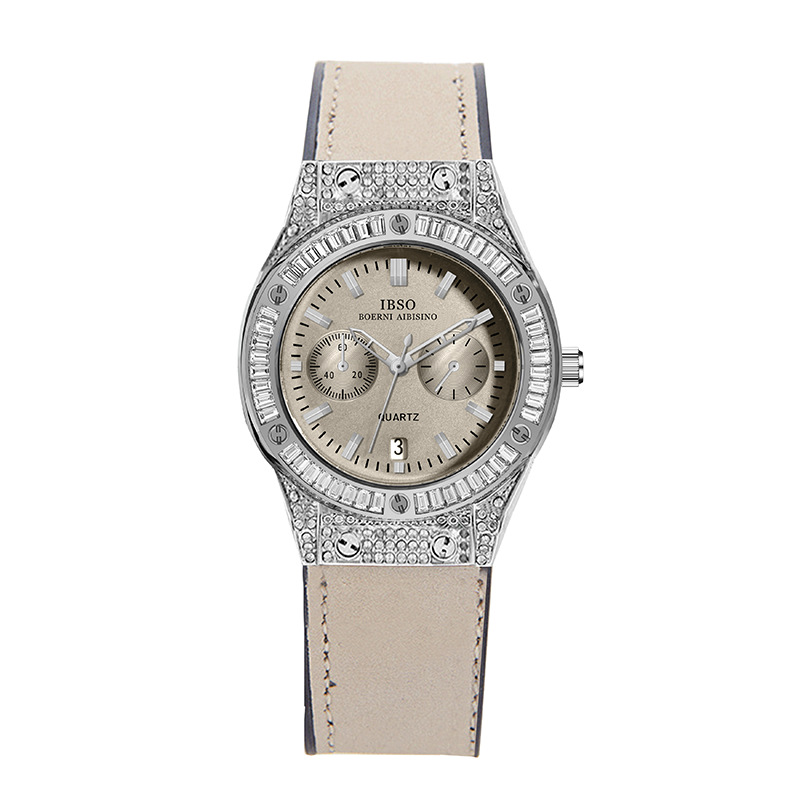 ibso 爱彼思诺女士镶钻女士时尚潮流多功能防水女表橡树同款9818