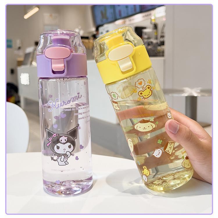 New Sanrio Series round Button Spring Fastener Suction Nozzle Plastic Cup Clow M Portable Water Cup KAKA Cup Kettle