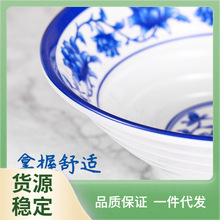 CE2Q批发a5白青花仿瓷塑料餐具面碗米饭碗汤碗密胺长圆方盘味碟耐