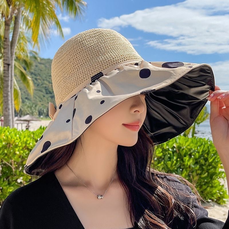 Hat Summer Women's Black Glue Sun Protection Sun Hat Outdoor Cycling Uv Protection Foldable Big Brim Fashion Sun Hat