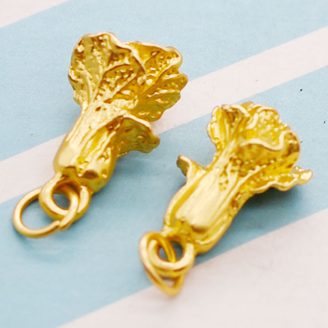 古法金合金白菜摆财男女款项链吊坠diy编织手机钥匙扣手机挂件