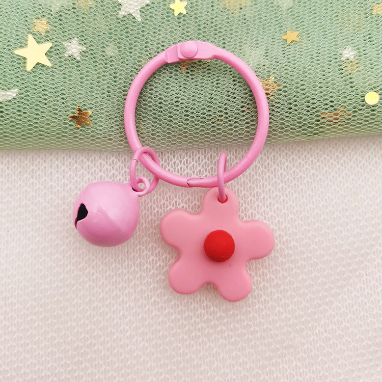 Small Gift Korean Style Chic Elegant Color Soft Rubber Little Flower Bell Key Buckle Key Ring Women's Bag Bag Hanging