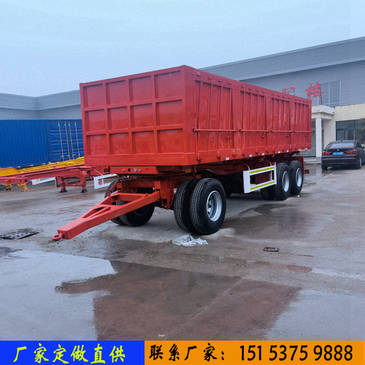 全挂式侧翻自卸高栏全挂车 3桥全挂平板车 厢式全挂车-阿里巴巴