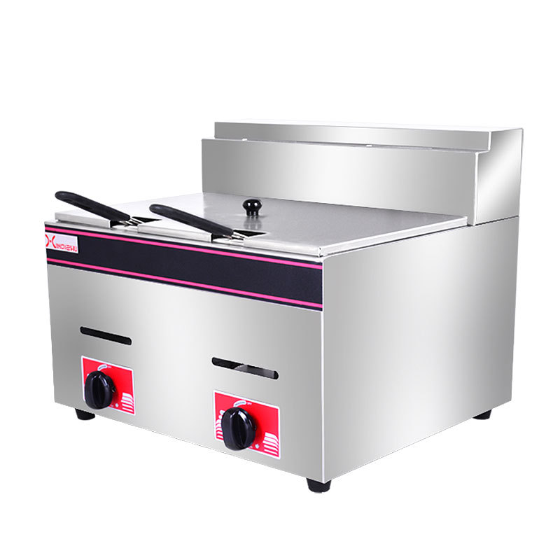 商用燃气炸炉单缸双筛油炸炉炸薯条油条机炸鸡排薯塔机煤气油炸锅