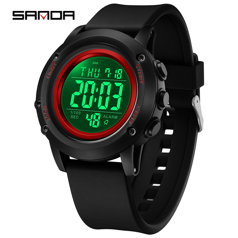 三达新款男女简约运动电子表初高中学生夜光闹钟电子手表一件代发