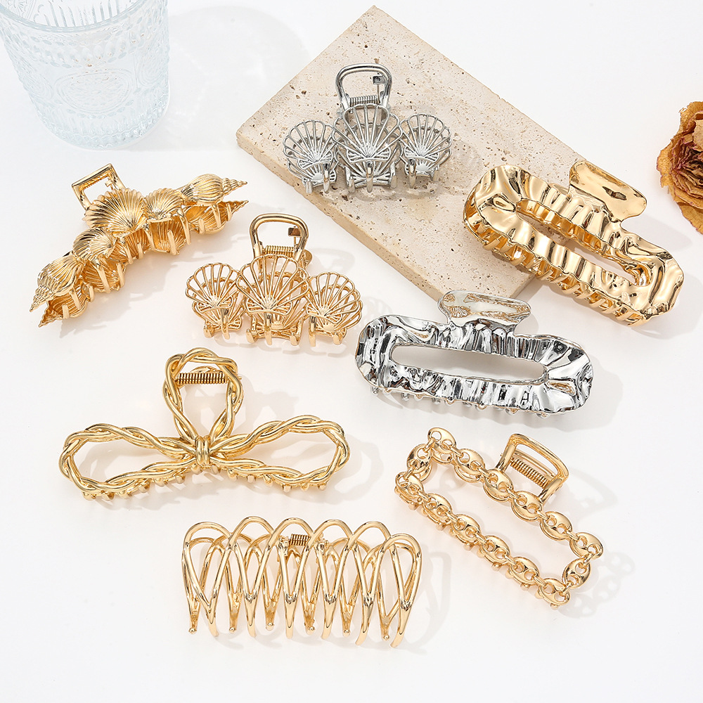 时尚合金抓夹珍珠镶钻发夹头饰百搭马尾夹盘发鲨鱼夹头饰