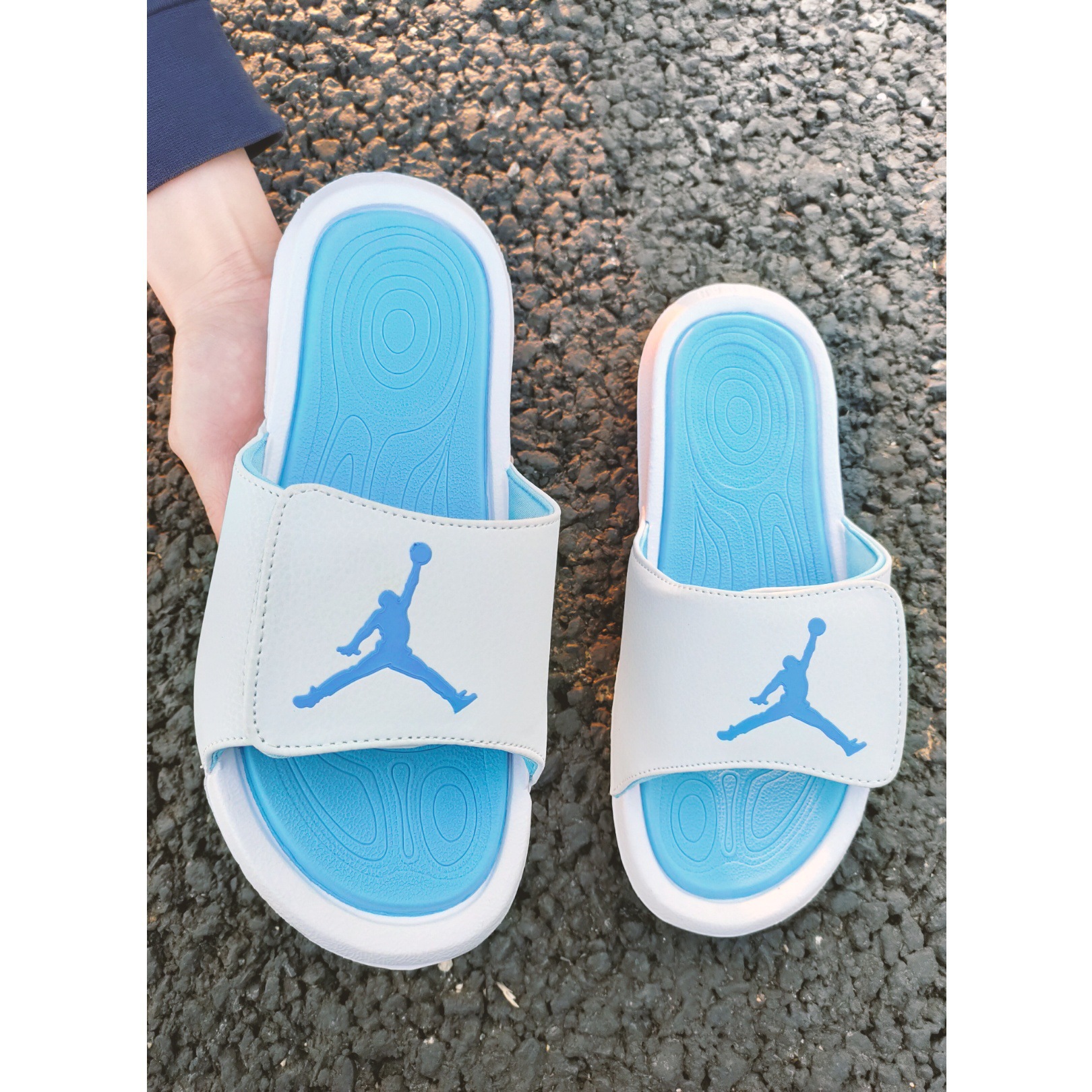 aj拖鞋乔6男大码休闲一字拖情侣外穿凉拖飞人魔术贴篮球运动拖鞋