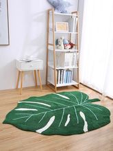 创意ins树叶仿羊绒地毯地垫书房地垫客厅茶几垫绿卧室床边垫