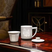 半城陶瓷源头厂家玲珑杯景德镇高档白瓷盖碗茶杯茶漏一体单个