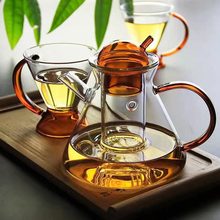 琥珀色高硼硅玻璃茶壶茶杯家用套装简约欧式设计创意咖啡壶凉水壶