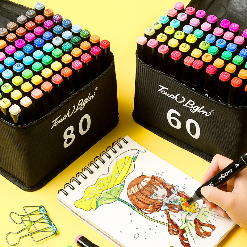 马克笔100色正版touch马克笔儿童套装学生24/36/60/80/48色全套美