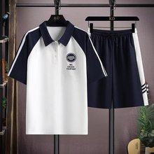 青少年短袖t恤短裤两件套男孩初高中学生POLO衫夏装班服运动套装