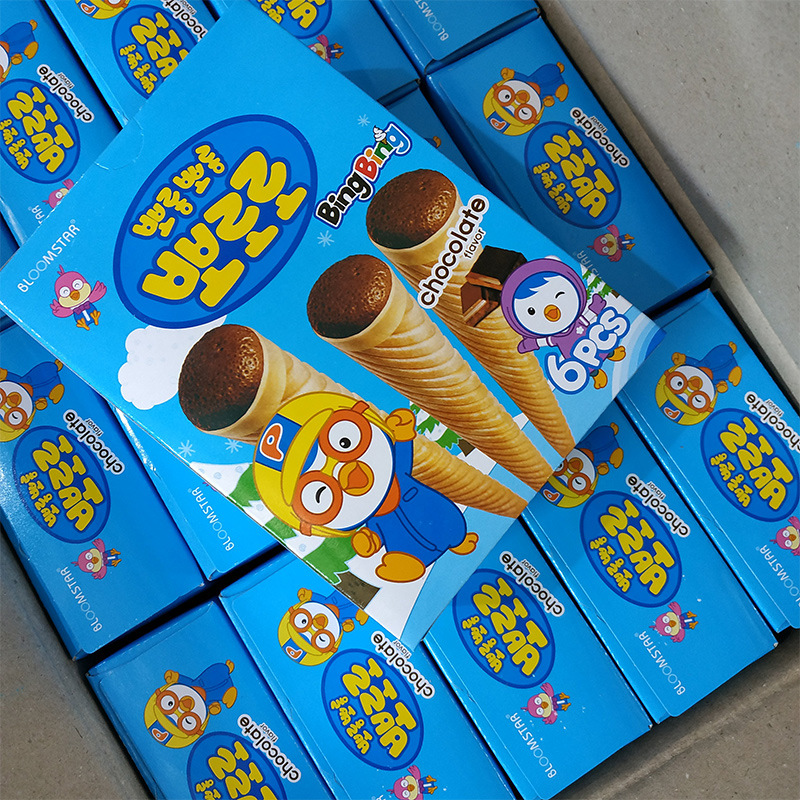 韩国啵乐乐夹心饼干零食冰淇淋形巧克力草莓香蕉儿童宝宝8.9g*6支