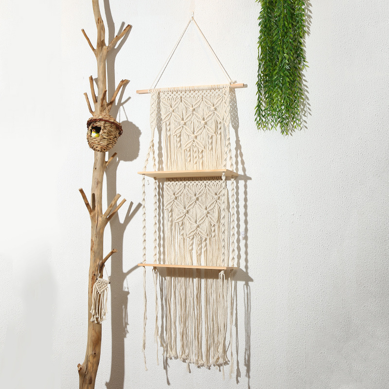 跨境北欧挂毯手工棉线编织壁挂装饰墙面装饰挂画电表箱遮挡置物架