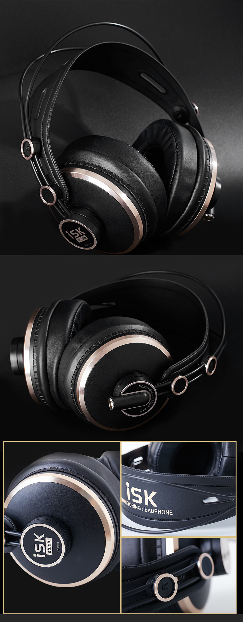 isk hd9999监听耳机主播录音k歌头戴耳机头戴式录音棚直播k歌耳麦