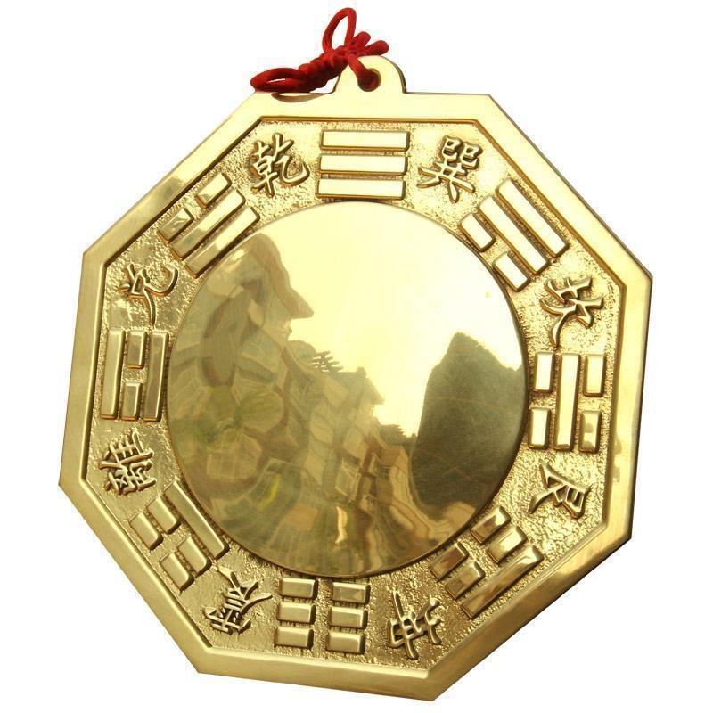 黄铜八卦镜挂件门口家用凸镜凹镜阴阳太极镜随身携带家居摆件饰品